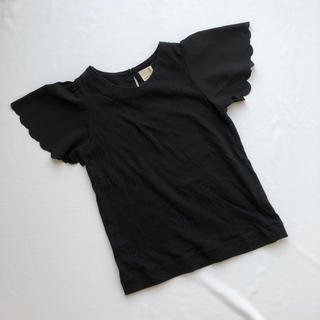 プティマイン(petit main)のプティマイン スカラップ袖Tシャツ 120 黒(Tシャツ/カットソー)