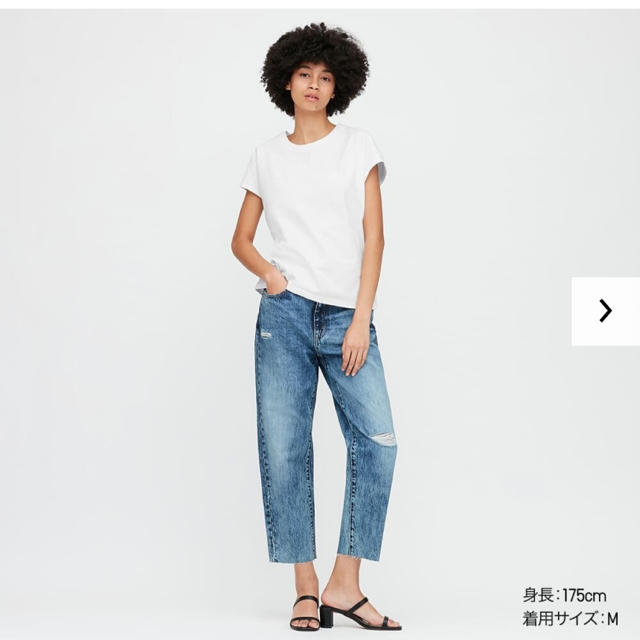 UNIQLO(ユニクロ)のコットンリラックスフレンチスリーブT 白 レディースのトップス(Tシャツ(半袖/袖なし))の商品写真