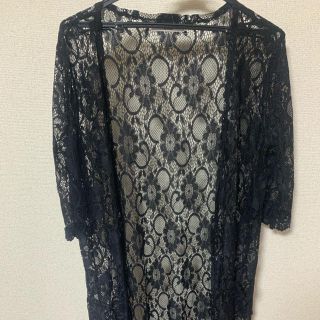 グレイル(GRL)の黒レース　ロングカーディガン(カーディガン)