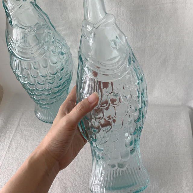 ブルー×レッド 魚デザイン ガラスボトル 通販