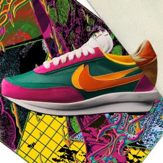 ナイキ(NIKE)のSacai × NIKE LDWAFFLE パイングリーン(スニーカー)