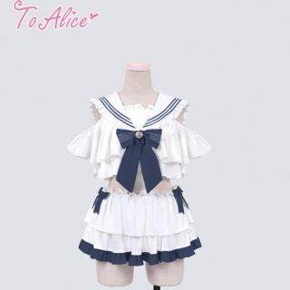 トゥアリス(To Alice)のTo Alice  セーラーフリルビキニ ネイビー 新品(水着)