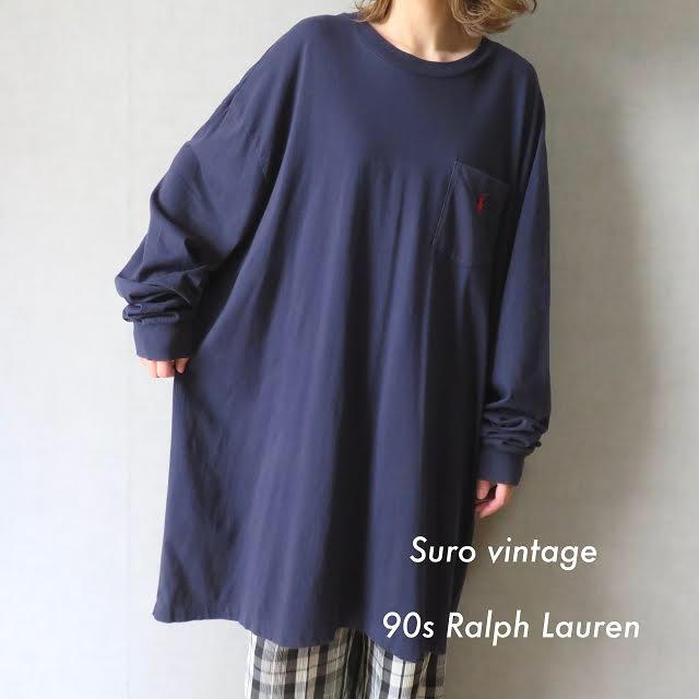 90s ラルフローレン 刺繍 Tシャツ ロンT ワンピース 女子