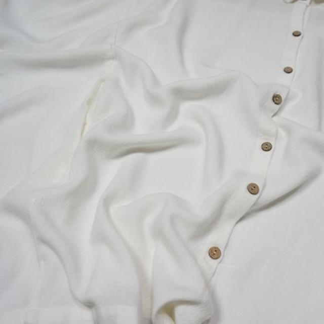 変形 ビッグシャツ オフホワイト リネン レーヨン