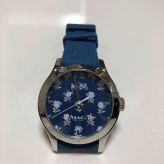 コーチ(COACH)のコーチ　レディース　腕時計　文字盤（直径31ｍｍ　花模様ブルー）(腕時計)