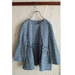 ザラ(ZARA)の美品*ZARA* ブルー×ホワイト ギンガムチェック ブラウス トップス(シャツ/ブラウス(長袖/七分))