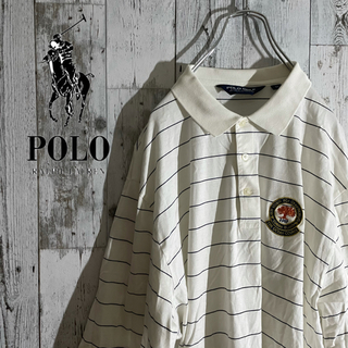 ポロゴルフ(Polo Golf)の希少 XL POLO GOLF ポロシャツ ボーダー 白紺色 刺繍ラルフローレン(ポロシャツ)