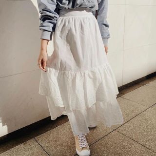 フーズフーチコ(who's who Chico)のcotton lace skirt(treat urself)(ロングスカート)