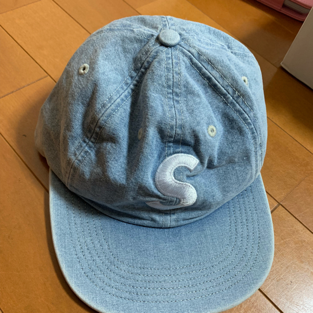 Supreme washed shambray s logo capキャップ