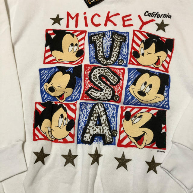 Disney(ディズニー)の90s DEADSTOCK ミッキーマウス USAロゴ スウェット Ｌ ホワイト メンズのトップス(スウェット)の商品写真