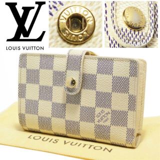 ルイヴィトン(LOUIS VUITTON)の美品 ルイヴィトン ダミエアズール ヴィエノワ レザー がま口財布 折り財布 (財布)