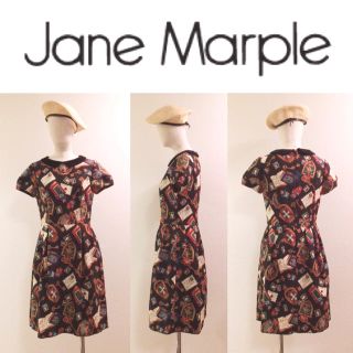 ジェーンマープル(JaneMarple)の【JaneMarple】♡オールドライブラリー柄ワンピース OP(ひざ丈ワンピース)