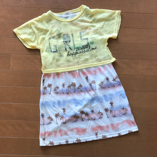 GAYA(ガヤ)の【gaya】半袖Tシャツワンピースアンサンブル size110 キッズ/ベビー/マタニティのキッズ服女の子用(90cm~)(ワンピース)の商品写真