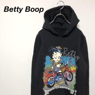 希少　betty boop ベティ ロングパーカー ブラック ビーズ バイカー(パーカー)