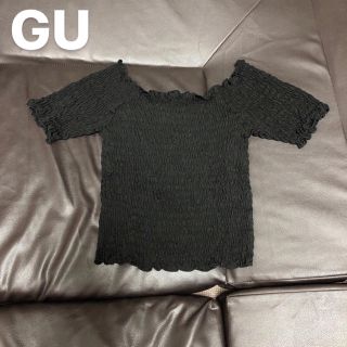 ジーユー(GU)のGU シャーリングオフショルダーT ブラック(Tシャツ(半袖/袖なし))