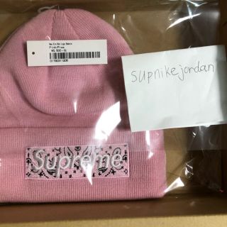 シュプリーム(Supreme)のBoxLogo Bandana Beanie pink ピンク(ニット帽/ビーニー)