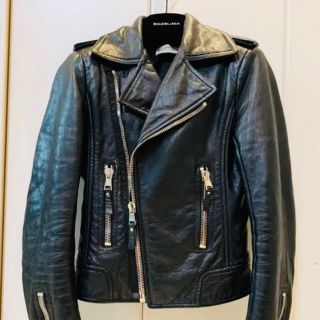 バレンシアガ(Balenciaga)の最終値　断捨離!美品 BALENCIAGA ライダースレザージャケット(ライダースジャケット)