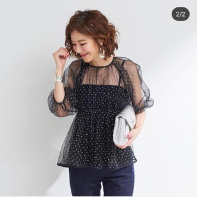 期間限定値下げ】オブリ ドットチュールブラウス OBLI-