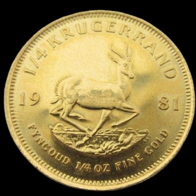 美術品/アンティークK22 クルーガーランド金貨 1/4オンス 1981年南アフリカ コイン