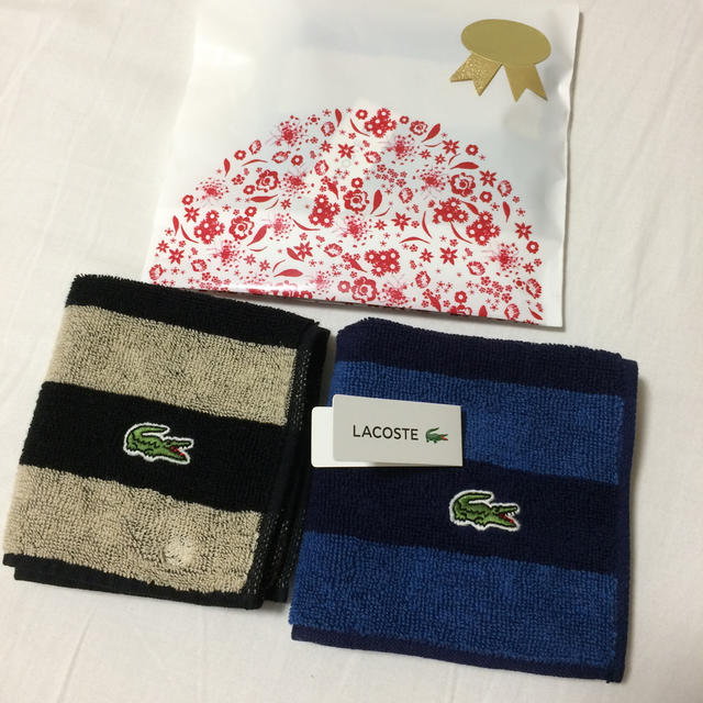 LACOSTE(ラコステ)のラコステ タオルハンカチ 抗菌防臭 ボーダー ブランド メンズのファッション小物(ハンカチ/ポケットチーフ)の商品写真