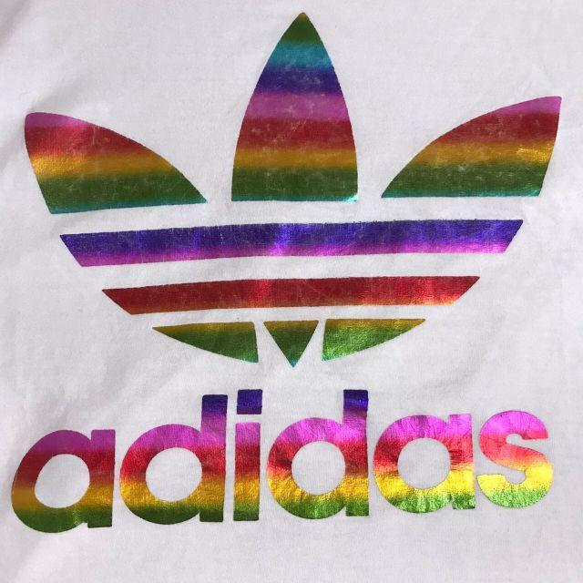 adidas(アディダス)のadidas アディダス Tシャツ 虹色 レインボー チューリップ 白 ホワイト レディースのトップス(Tシャツ(半袖/袖なし))の商品写真