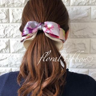 バナナクリップ アーチ型【floral ribbon♡】　(バレッタ/ヘアクリップ)