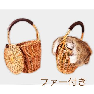 クローズアップ(CLOSE-UP)の【てよん様専用】完売品 ジェーンバーキン カゴバッグ ファー付き(かごバッグ/ストローバッグ)