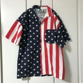 サンタモニカ(Santa Monica)のアメリカ国旗　古着　柄シャツ(シャツ)