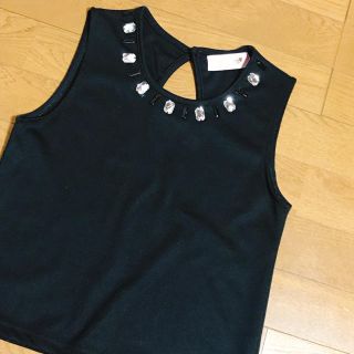 ザラ(ZARA)の【美品】ノースリーブ ビジュー エレガント 韓国(カットソー(半袖/袖なし))