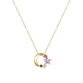 ジュエリーツツミ(JEWELRY TSUTSUMI)の新品✨　K10 YG マルチストーン　プチ　ネックレス　ツツミ　華奢　月(ネックレス)