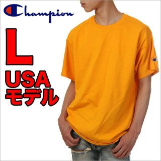 チャンピオン(Champion)の【訳あり】チャンピオン Tシャツ L ゴールド USAモデル 大きいサイズ(Tシャツ/カットソー(半袖/袖なし))