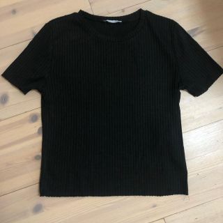 ザラ(ZARA)のZARA 半袖 リブT 黒(Tシャツ(半袖/袖なし))