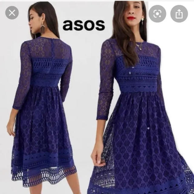 asos(エイソス)のASOS 7号 Sサイズ パーティー ドレス ロングワンピース レース 総レース レディースのワンピース(ロングワンピース/マキシワンピース)の商品写真