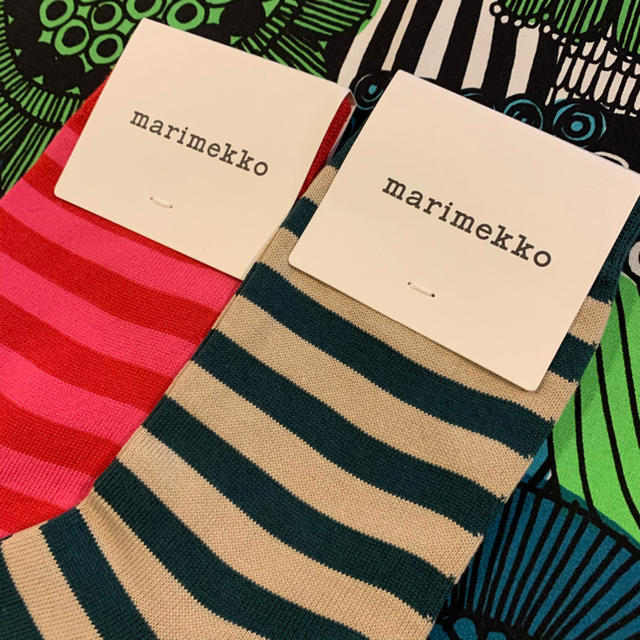 marimekko(マリメッコ)のmarimekko マリメッコ　RAITSU ボーダーソックス　2点SET　 レディースのレッグウェア(ソックス)の商品写真