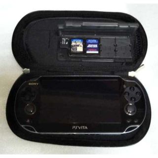 プレイステーションヴィータ(PlayStation Vita)の美品 PS Vita 3G/WiFi PCH-1100＋メモリーカード・ソフト(携帯用ゲーム機本体)