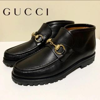 グッチ(Gucci)の☆未使用 グッチ ビット ローファー チャッカ ショート ブーツ 黒 イタリア製(ローファー/革靴)