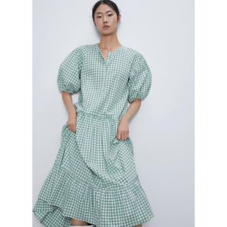 ザラ(ZARA)のzara ギンガムチェック柄ワンピース(ひざ丈ワンピース)