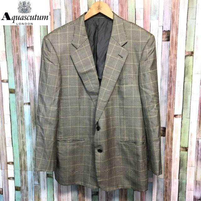 AQUASCUTUM ガンクラブチェック 2Bテーラドジャケット