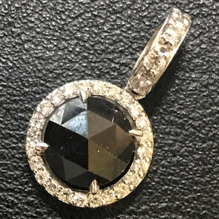 ジュエリーツツミ(JEWELRY TSUTSUMI)の14金ホワイトゴールド K14WG 大粒ブラックダイヤモンド ペンダント 14K(ネックレス)