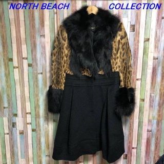 NORTH BEACH COLLECTION レオパード ファーコート(ムートンコート)