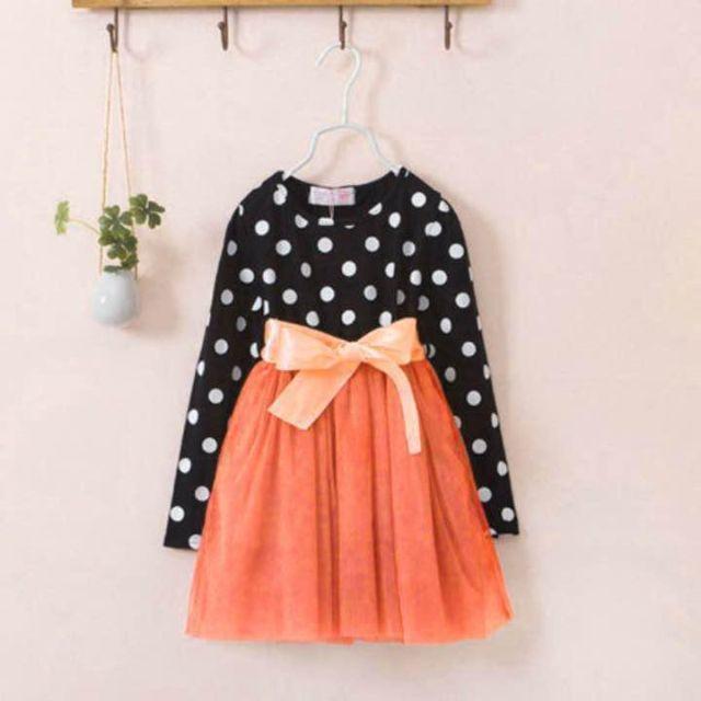 新品♡130-140♡黒ドットチュールワンピース♡ キッズ/ベビー/マタニティのキッズ服女の子用(90cm~)(ワンピース)の商品写真