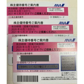 エーエヌエー(ゼンニッポンクウユ)(ANA(全日本空輸))のANA 株主優待　3枚セット(その他)