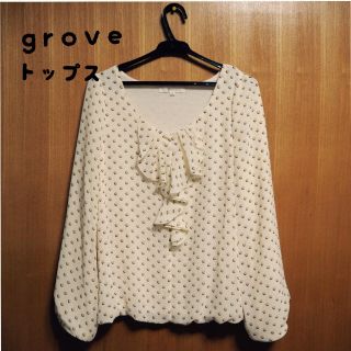 グローブ(grove)のgroveのドット柄トップス(カットソー(長袖/七分))