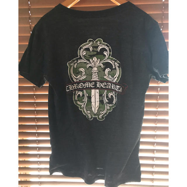 クロムハーツTシャツ グレー ダガープリント 霜降り ユニセックス Vネック