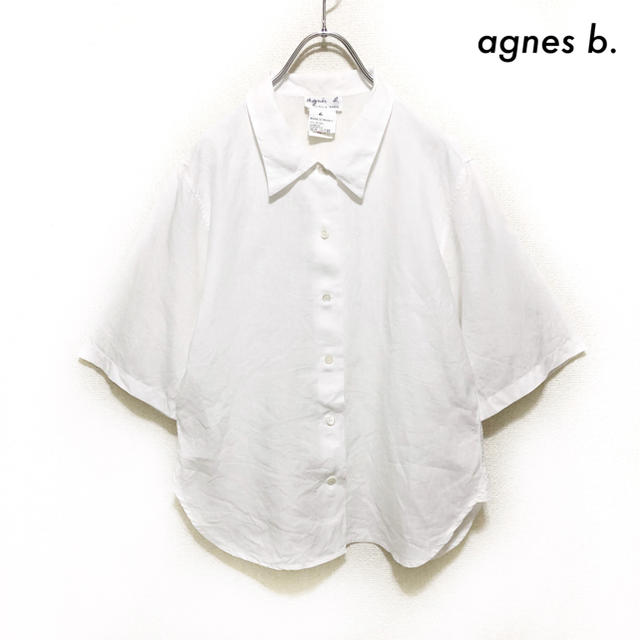 agnes b.(アニエスベー)のagnes b. アニエスベー★半袖リネンシャツ ホワイト 白 レディースのトップス(シャツ/ブラウス(半袖/袖なし))の商品写真