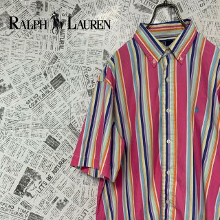 ポロラルフローレン(POLO RALPH LAUREN)の90s ポロラルフローレン マルチストライプ柄半袖BDシャツ カスタムフィット(シャツ)