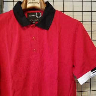 ピンク・ブルー FRED PERRY × RAF SIMONS 月桂樹刺繍入り 切替