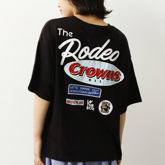 RODEO CROWNS WIDE BOWL(ロデオクラウンズワイドボウル)のMix big VネックTシャツ レディースのトップス(Tシャツ(半袖/袖なし))の商品写真