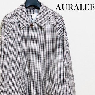 オーラリー(AURALEE)の【新品】 ★ オーラリー ステンカラーコート チェック 美シルエット 極上(ステンカラーコート)