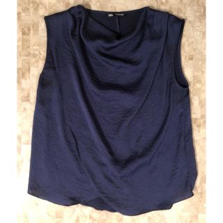 ザラ(ZARA)のZARA ネイビー　カットソー(カットソー(半袖/袖なし))